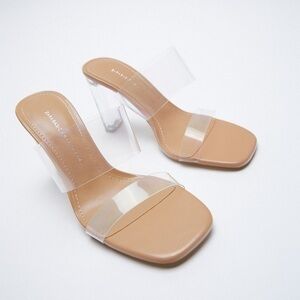 Zara Transparent High-Heel Sandals in Natural size 42